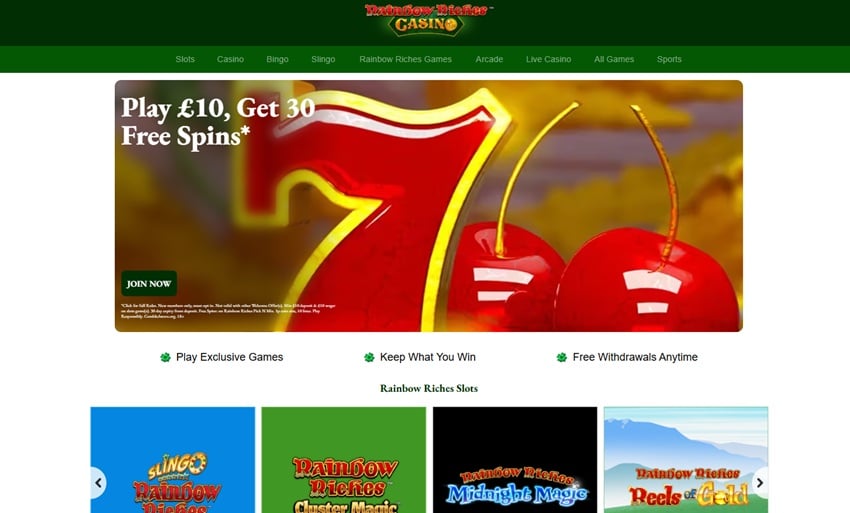 Jackpotjoy sister site Rainbow Riches Casino