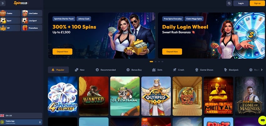 spinhub sister sites homepage