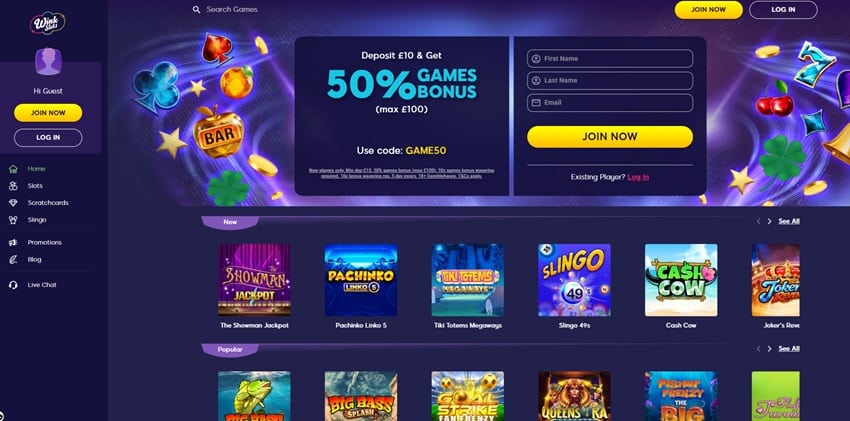Wink Bingo sister site Wink Slots