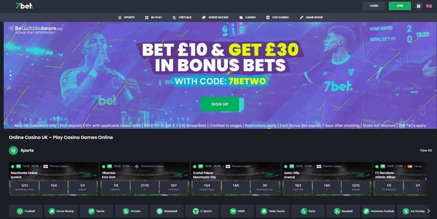 7bet sister sites homepage