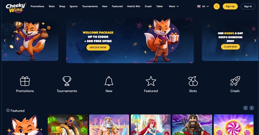 cheeky wins sister sites homepage