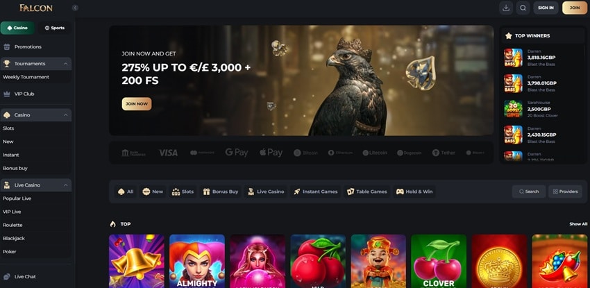 falcon casino sister sites homepage