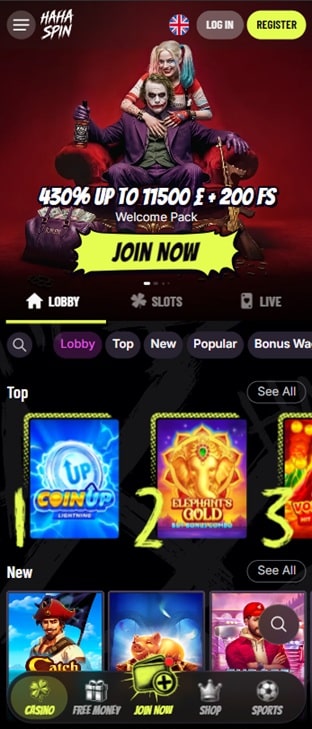 haha spin sister sites mobile screenshot