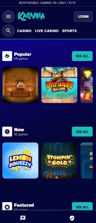 karamba sister sites mobile screenshot