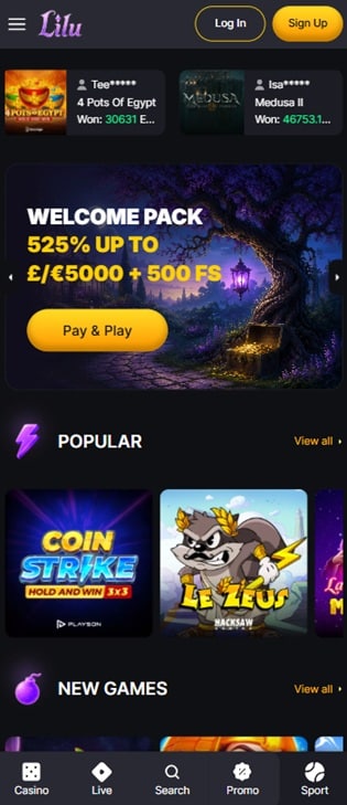 lilu casino sister sites mobile screenshot