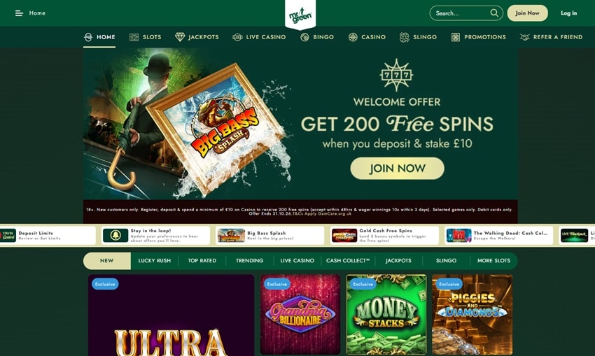 mr green sister sites homepage