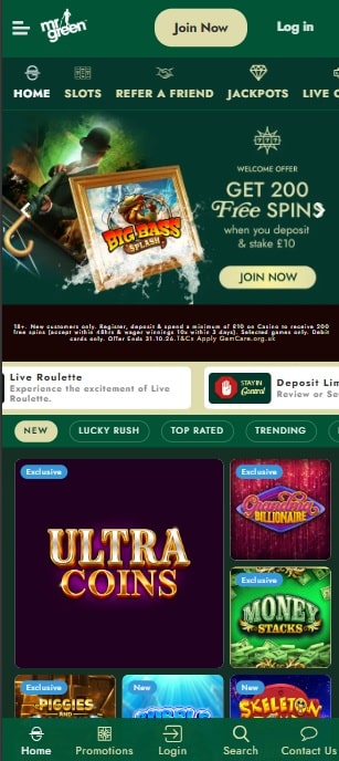 mr green sister sites mobile screenshot