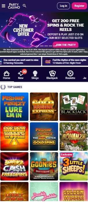 party casino sister sites mobile screenshot