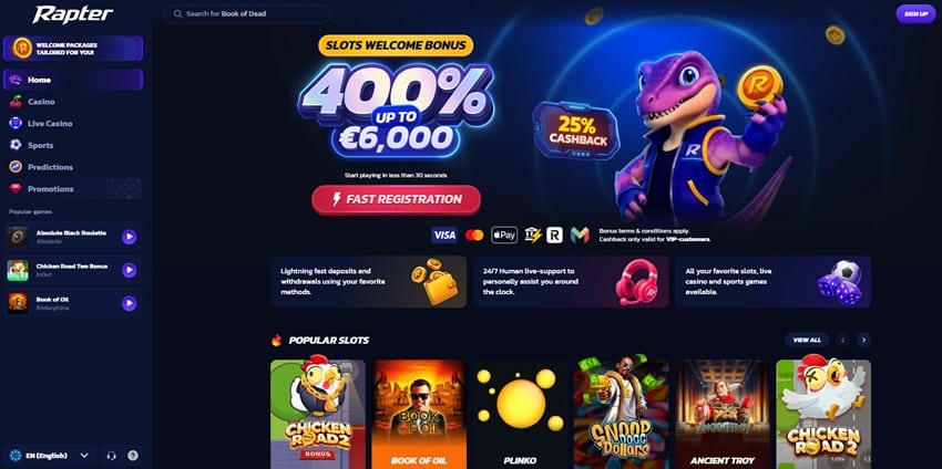 rapter casino sister sites homepage