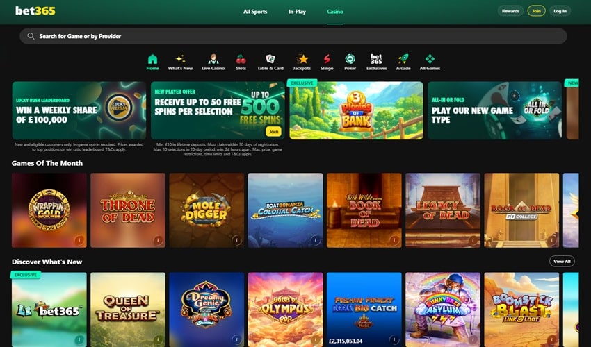bet365 casino homepage
