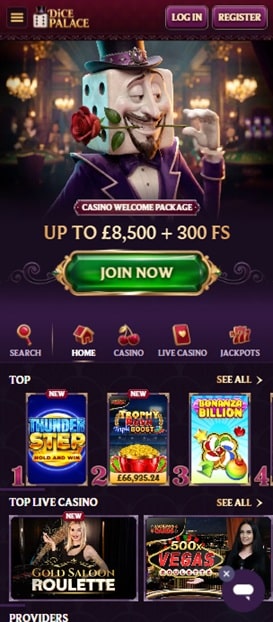 dice palace sister sites mobile screenshot