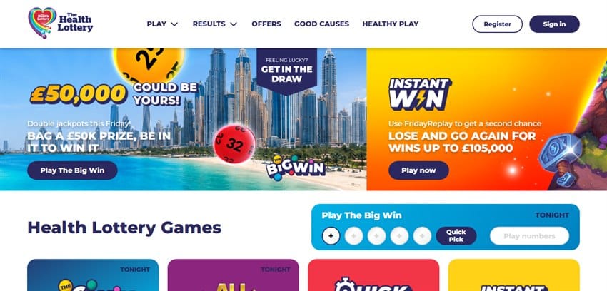 LottoGo sister sites The Health Lottery