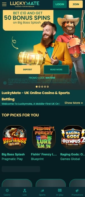 luckymate casino sister sites mobile screenshot