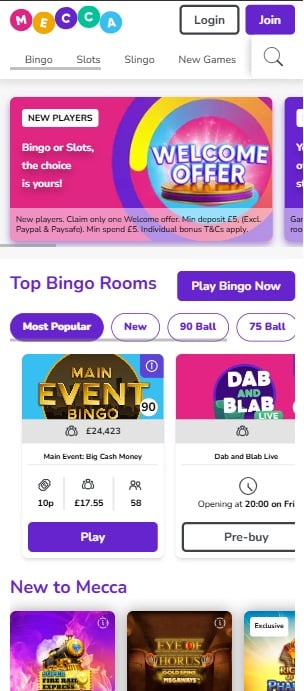 mecca bingo sister sites mobile screenshot