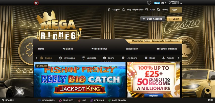 mega riches sister sites homepage