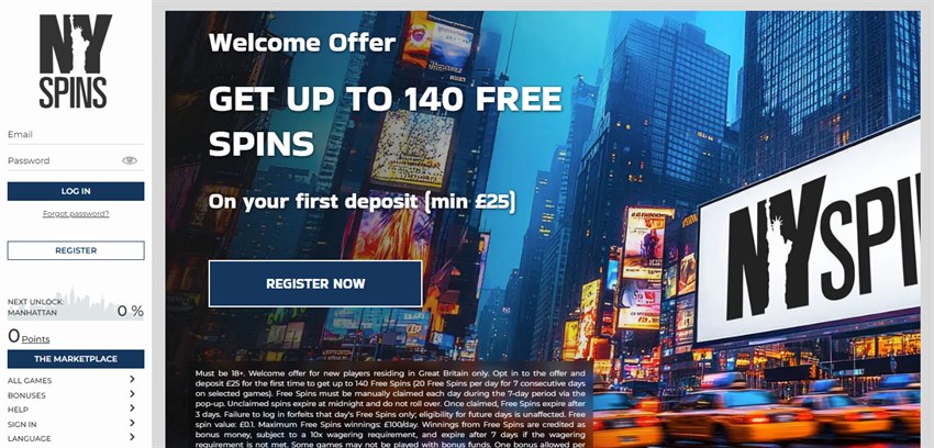 ny spins sister sites homepage