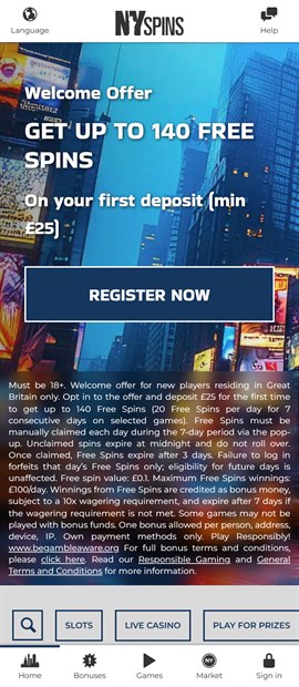 ny spins sister sites mobile screenshot