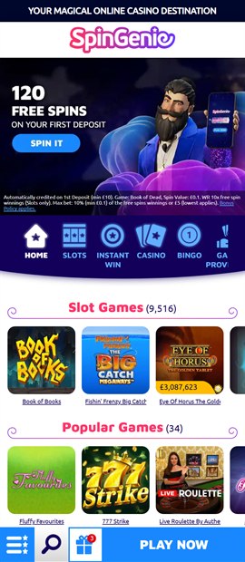 spin genie sister sites mobile screenshot