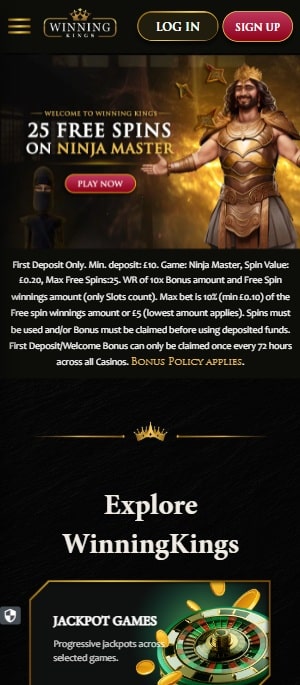 winning kings sister sites mobile screenshot