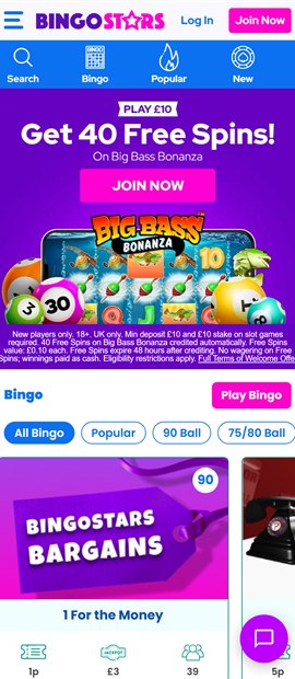 bingo stars sister sites mobile screenshot