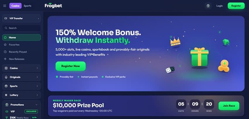frogbet sister sites homepage