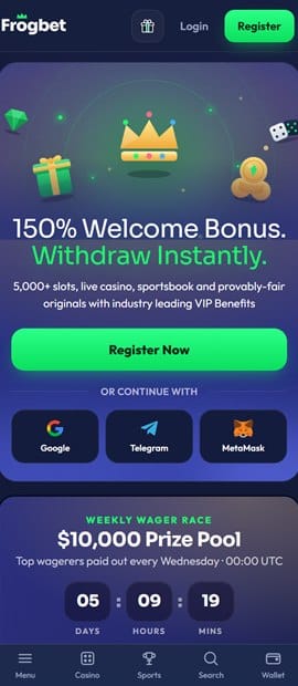 frogbet sister sites mobile screenshot