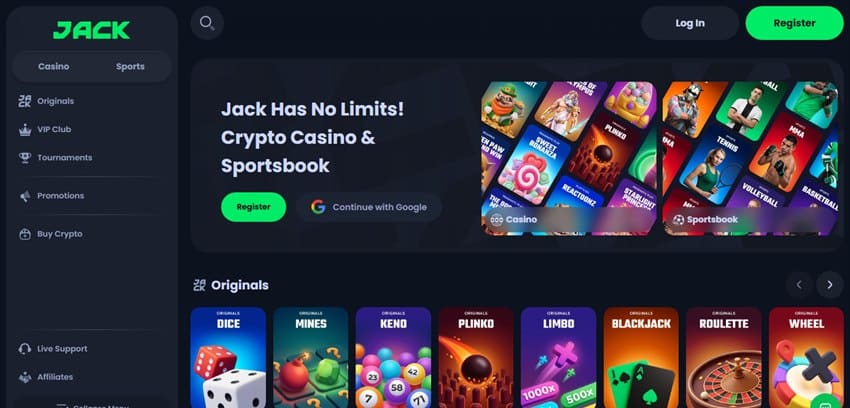 jack.com sister sites homepage